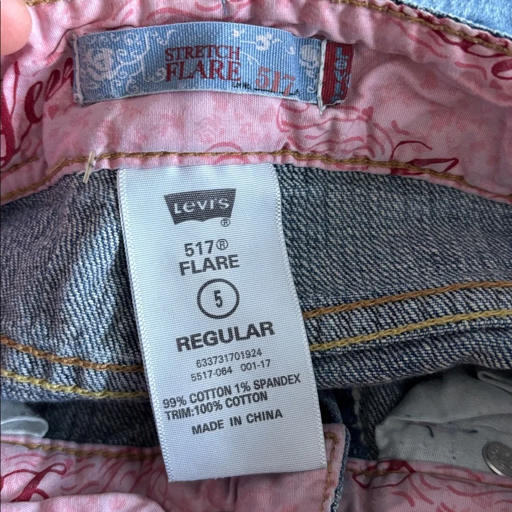 Levi’s girls jeans 517 size 5 stretch denim adjustable waistband‎ pink